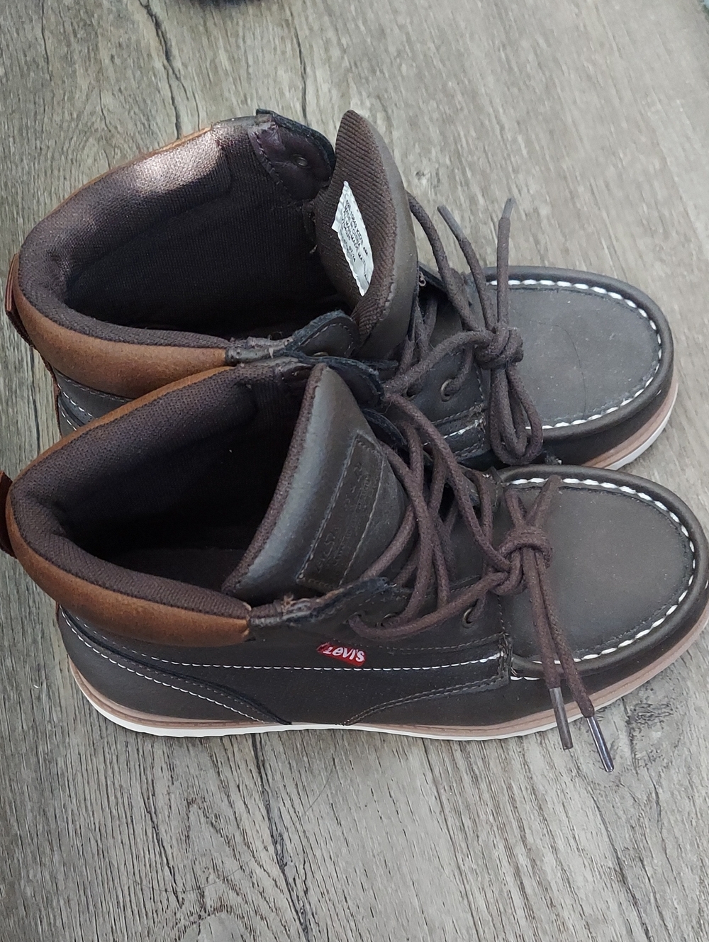 Levis Boys Y4 Brown Lace-Up Casual Boots